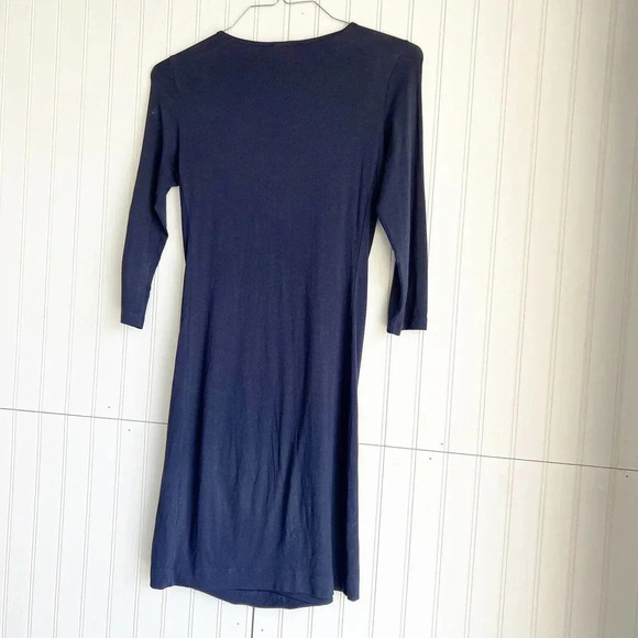 Theory Size S Blue Anora Encase Bodycon Ruched 3/4 Sleeve Mini Dress - Picture 4 of 4
